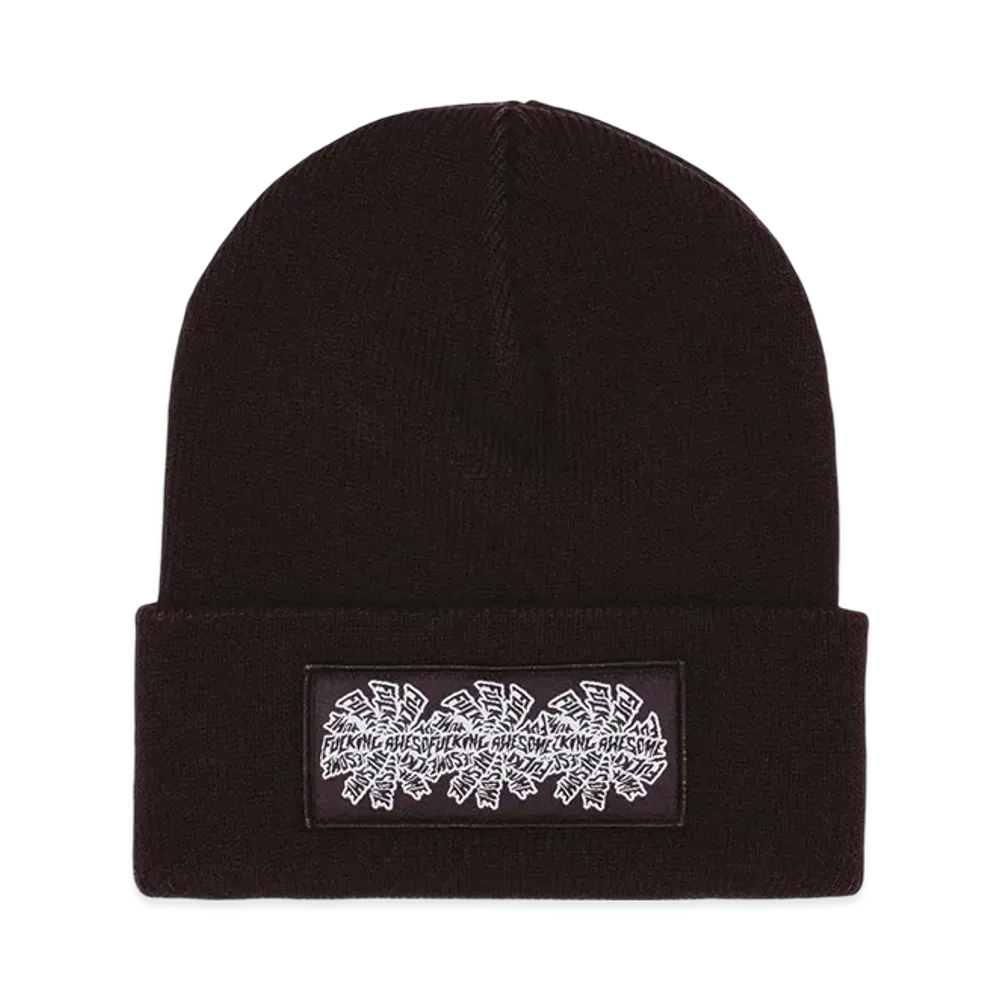 Fucking Awesome Three Spiral Edge Stitch Beanie "Black"