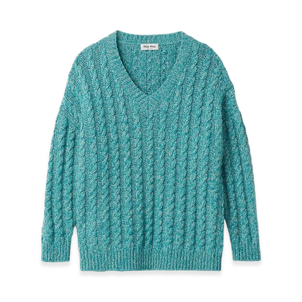 MIU MIU Women's Wool and Cashmere Sweater "Turquoise"