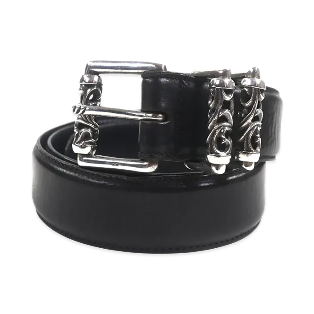 Chrome Hearts 3PC 1.5 Roller Leather Belt "Black/Silver"