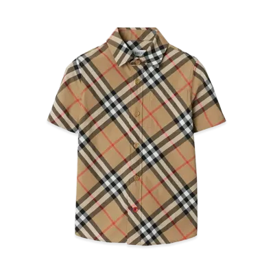 Burberry Kids Owen Short Sleeve Shirt "Beige"