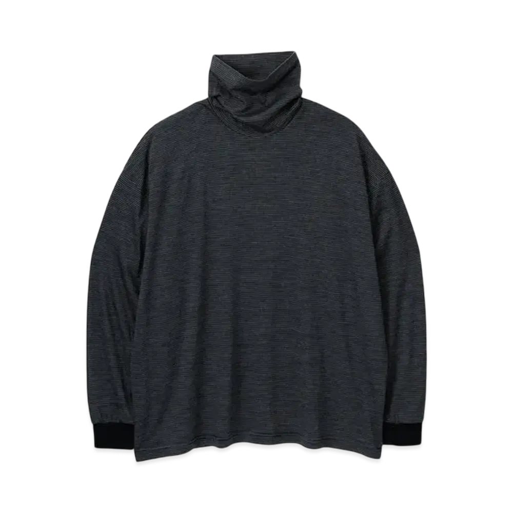 Graphpaper Wool Border L/S Turtle Neck Tee "Black/Gray"