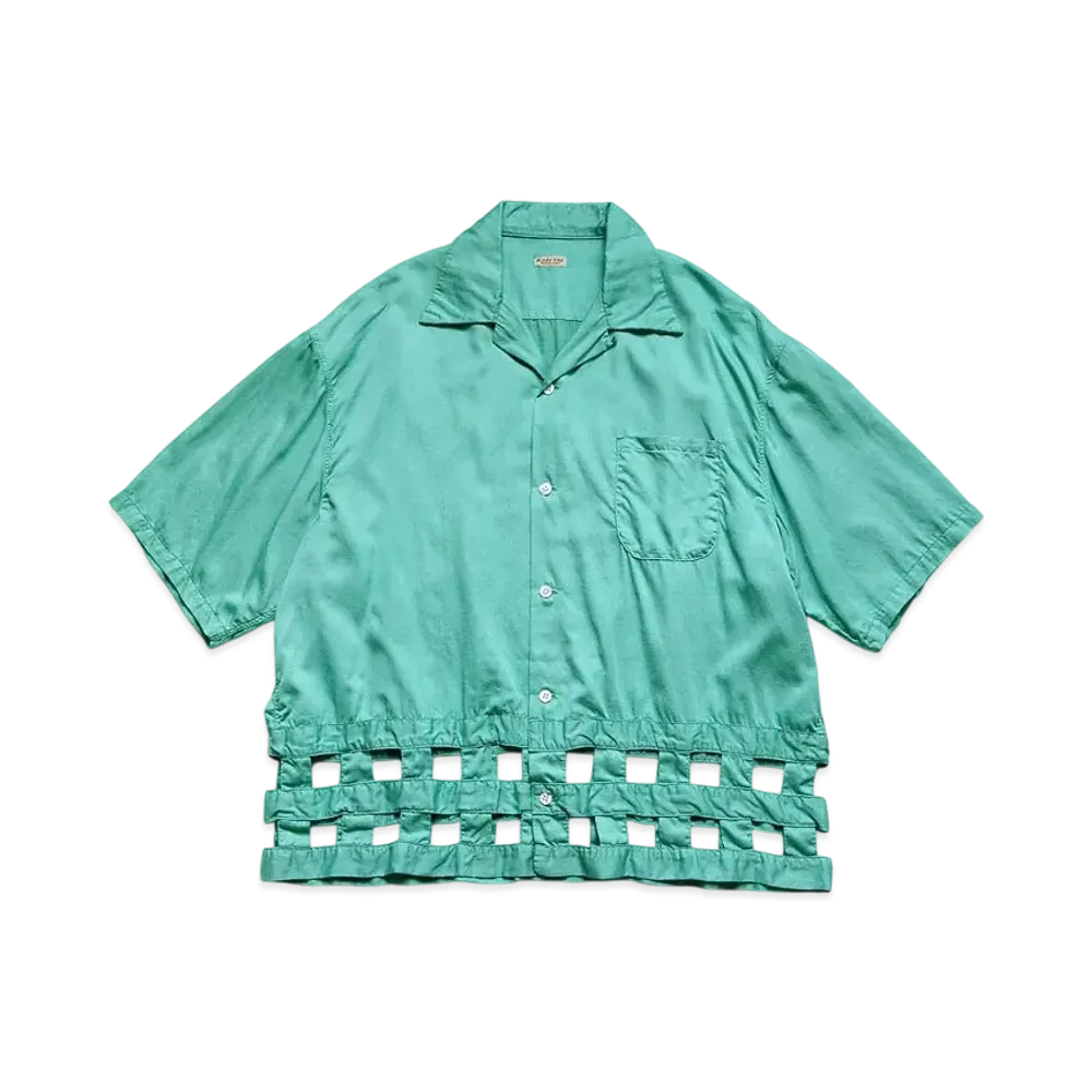KAPITAL Cotton Satin Wind Pen Aloha Shirt "Turquoise"
