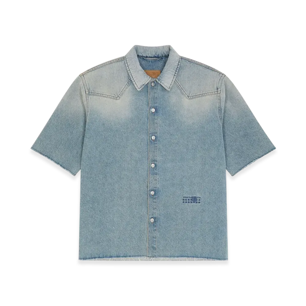 MM6 Maison Margiela Men's Denim Short Sleeve Shirt "Light Blue"
