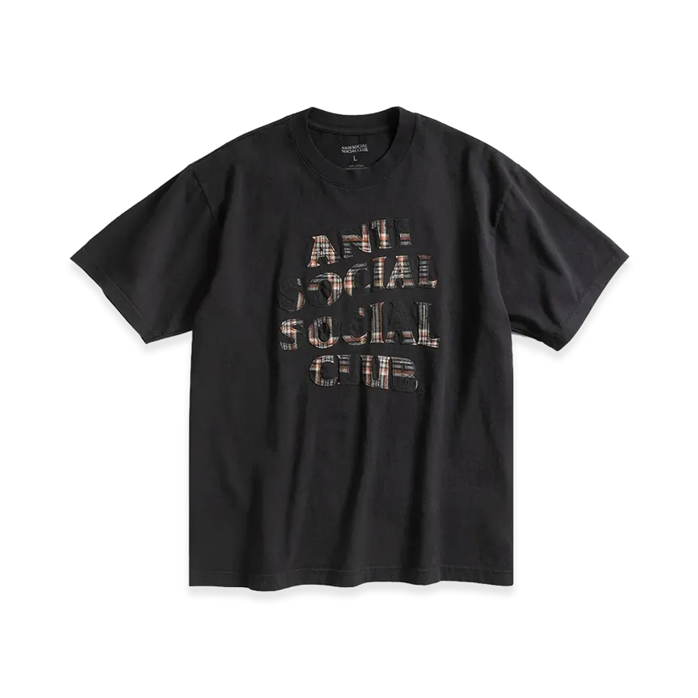 ANTI SOCIAL SOCIAL CLUB Plaid Applique Tee "Black/Plaid"