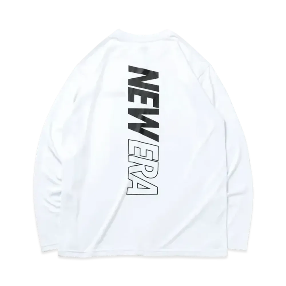 NEW ERA Performance Apparel Long Sleeve Tech T-shirt Rear Vertical Logo "White/Black"