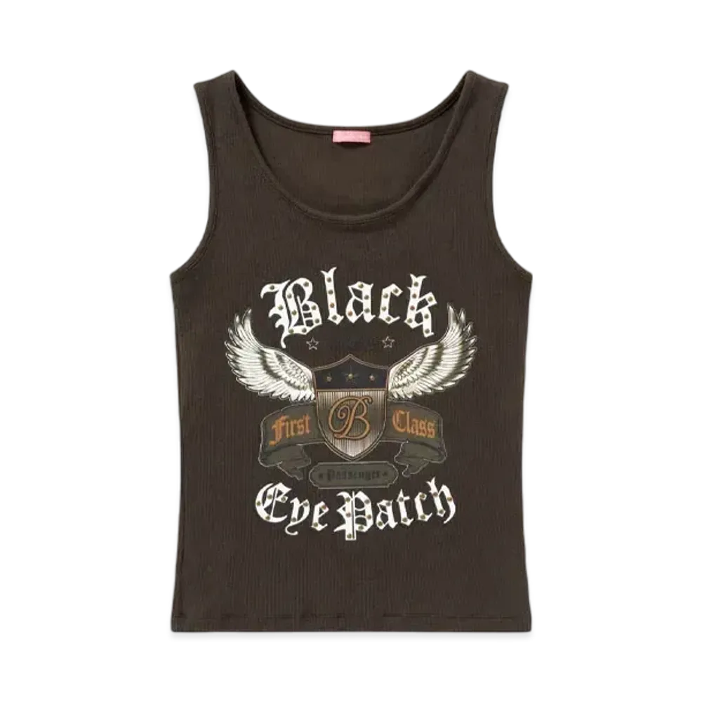 Blackeyepatch Liberty Wings Studded Tank "charcoal"