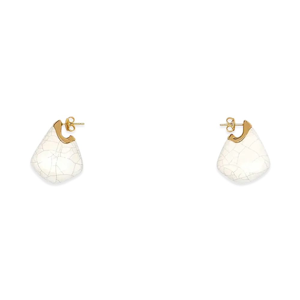 Bottega Veneta Women's Ceramic And Silver Small Finn Earrings "White"