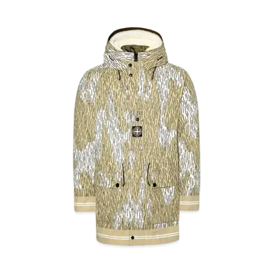 Stone Island 429E1 NASLAN LIGHT WATRO RAIN CAMO REFLECTIVE WITH DETACHABLE NYLON RASO/SHEEPSKIN LINING "Ecru"