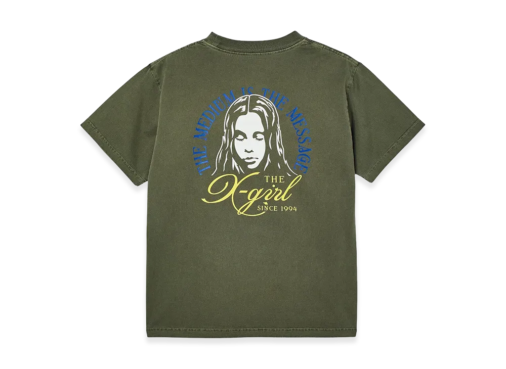 X-Girl Women's Faded Tri-Color Face S/S Tee "Olive"