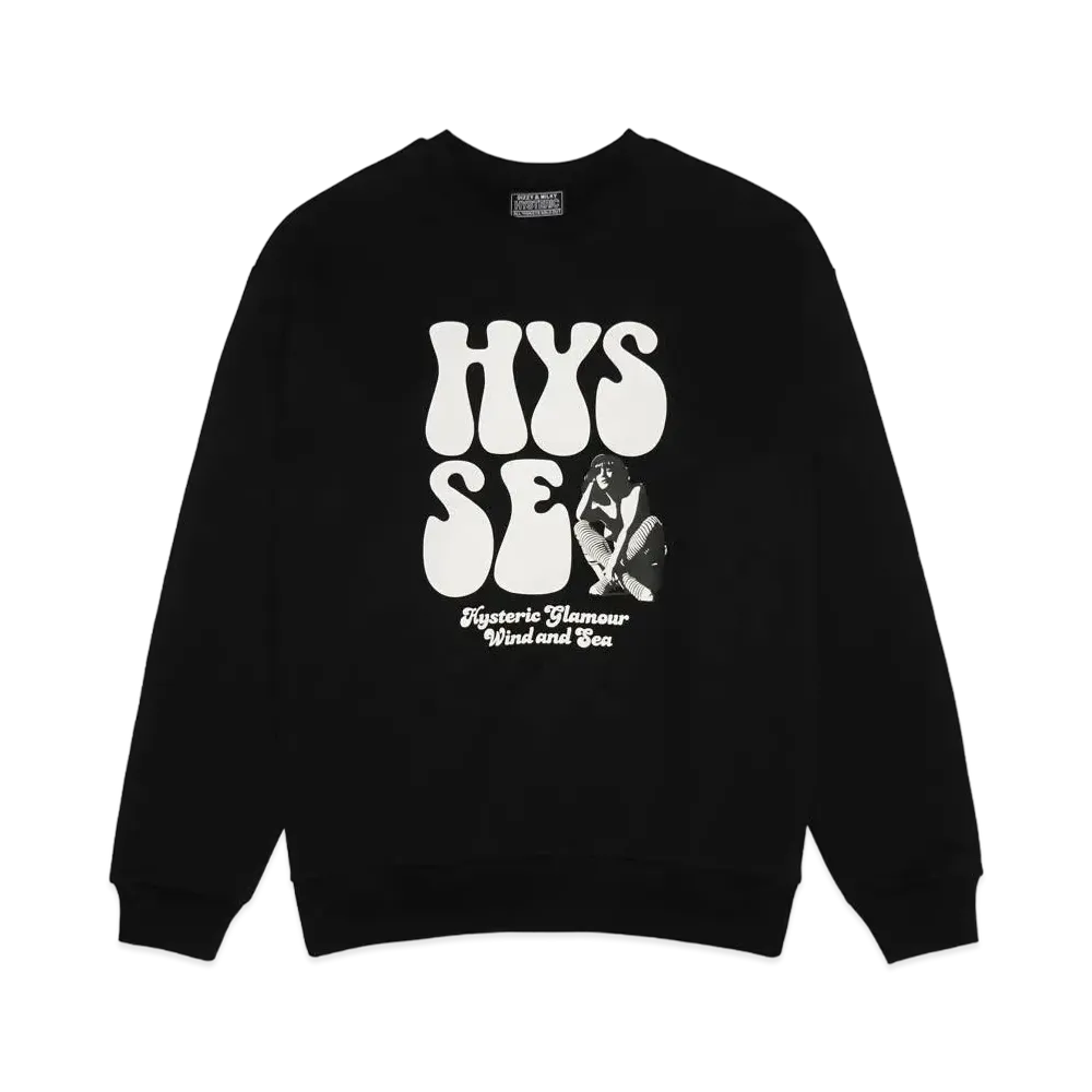 WIND AND SEA x HYSTERIC GLAMOUR Crew Neck Sweat "Black"