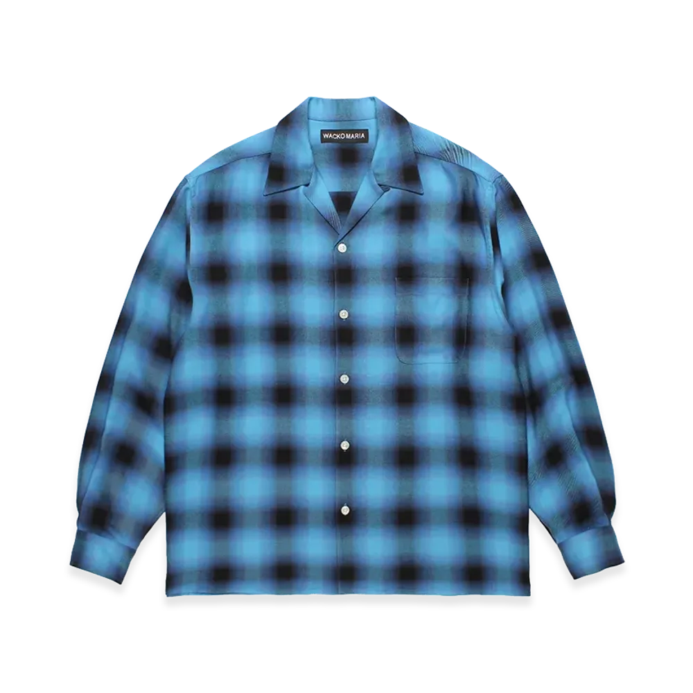 WACKO MARIA Ombre Check Open Collar Shirt "Blue"