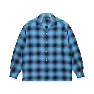 WACKO MARIA Ombre Check Open Collar Shirt "Blue"