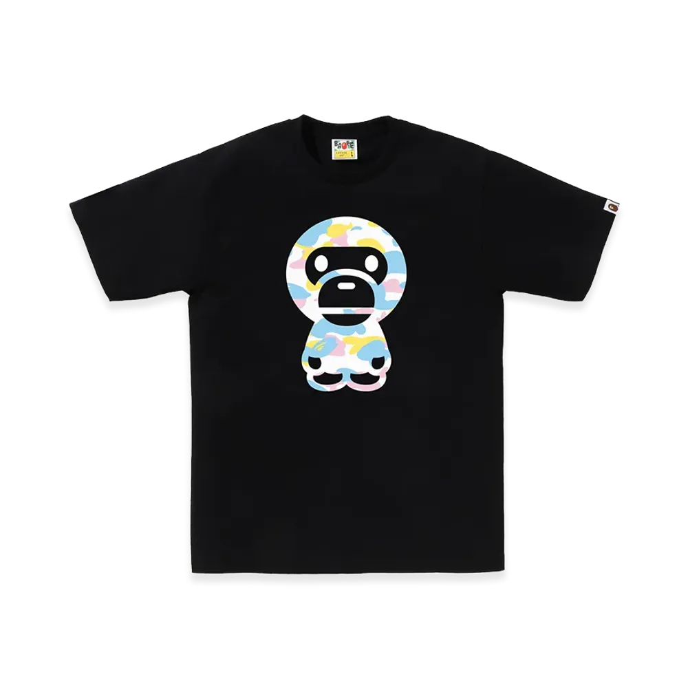 A BATHING APE New Multi Camo Big Baby Milo Tee "Black"