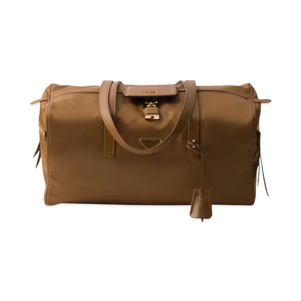 PRADA Large Re-Nylon Top-Handle Bag with Lock "Brandy"