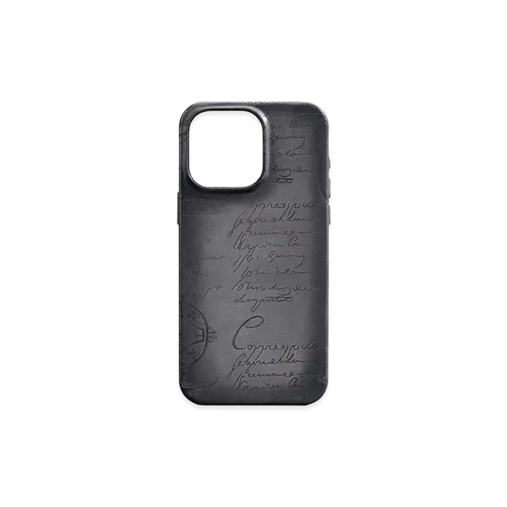 Berluti iPhone 16 Pro Max Case Venezia Calf Leather "Light Aluminio"
