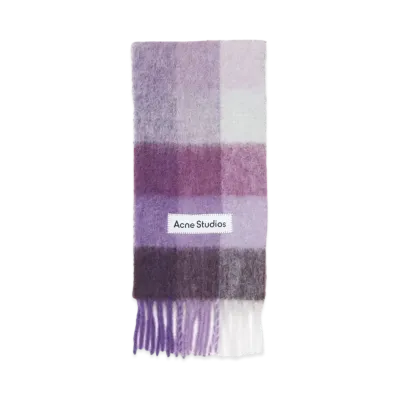 Acne Studios Mohair Check Scarf "Purple/White"