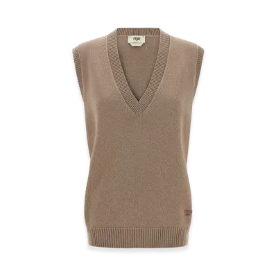 FENDI Women's Cashmere Vest "Beige"