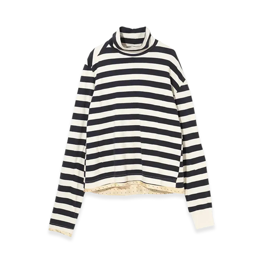 UNDERCOVER Cotton High-Neck Cut & Sewn "Nvy Border"