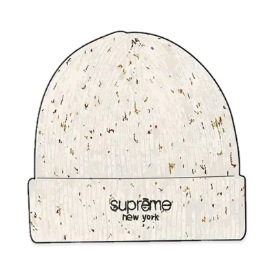 Supreme Rainbow Speckle Beanie "White"