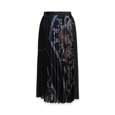 sacai Women's Pleated Skirt With Paisley Print "Black"