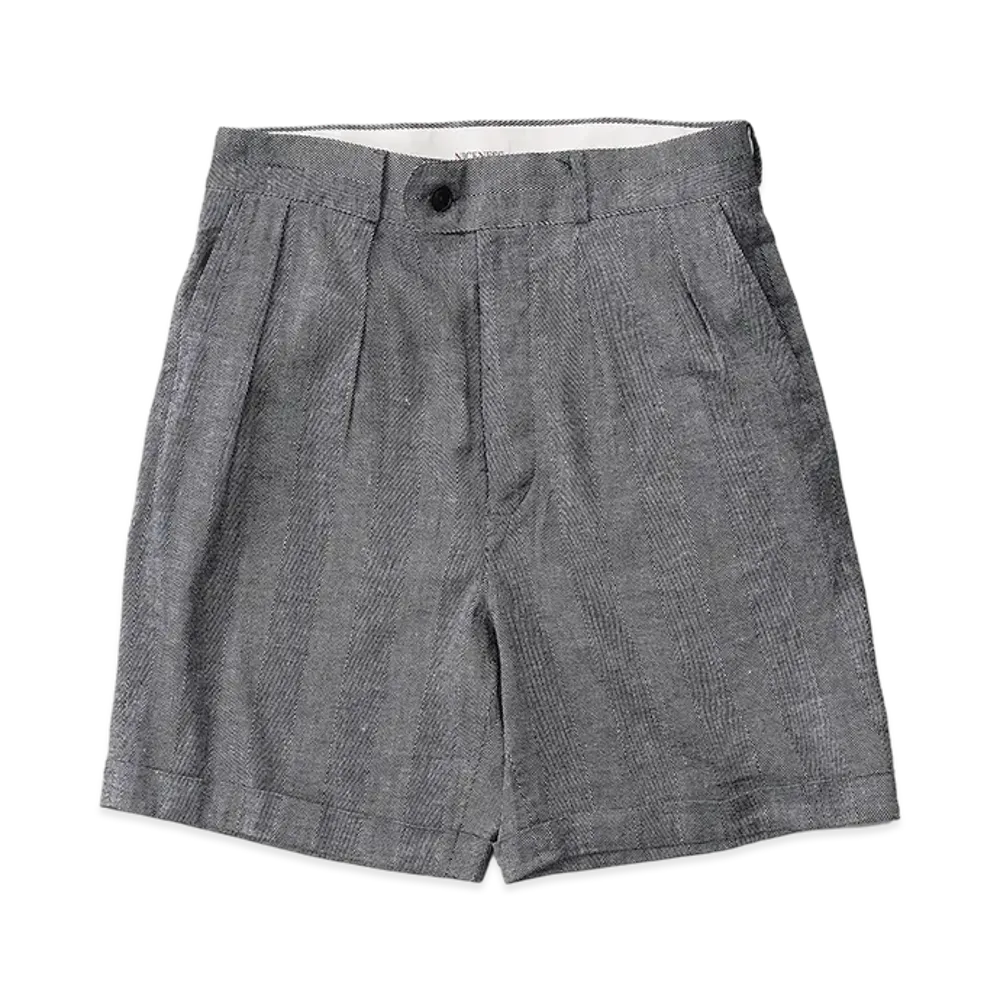 NICENESS G.Cruz Stretch Wide Shorts - Gray Herringbone "Gray.Hb"