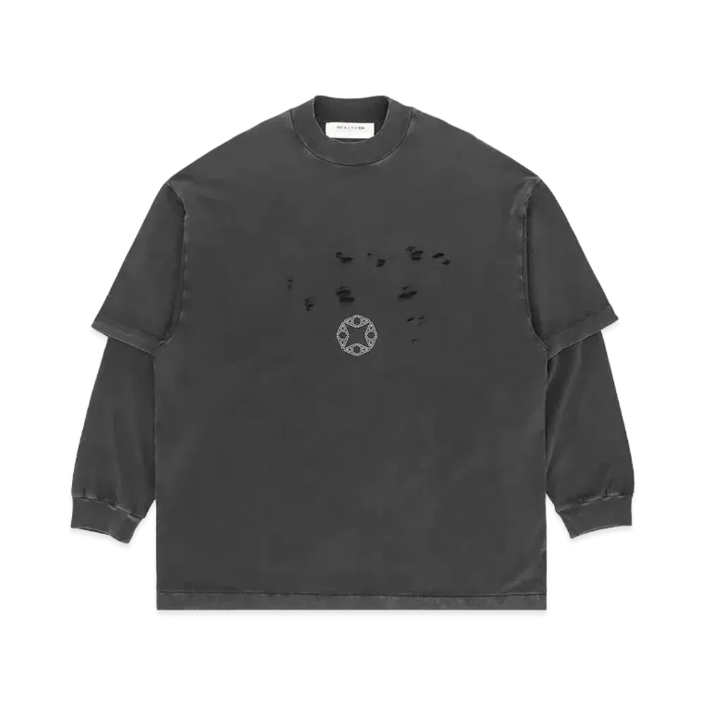 1017 ALYX 9SM Double Sleeve Laser Cut Logo T-shirt "Washed Black"