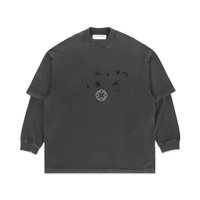 1017 ALYX 9SM Double Sleeve Laser Cut Logo T-shirt "Washed Black"