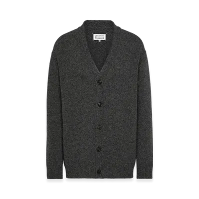 Maison Margiela Men's Shetland Wool Knit Cardigan "Dark Gray"