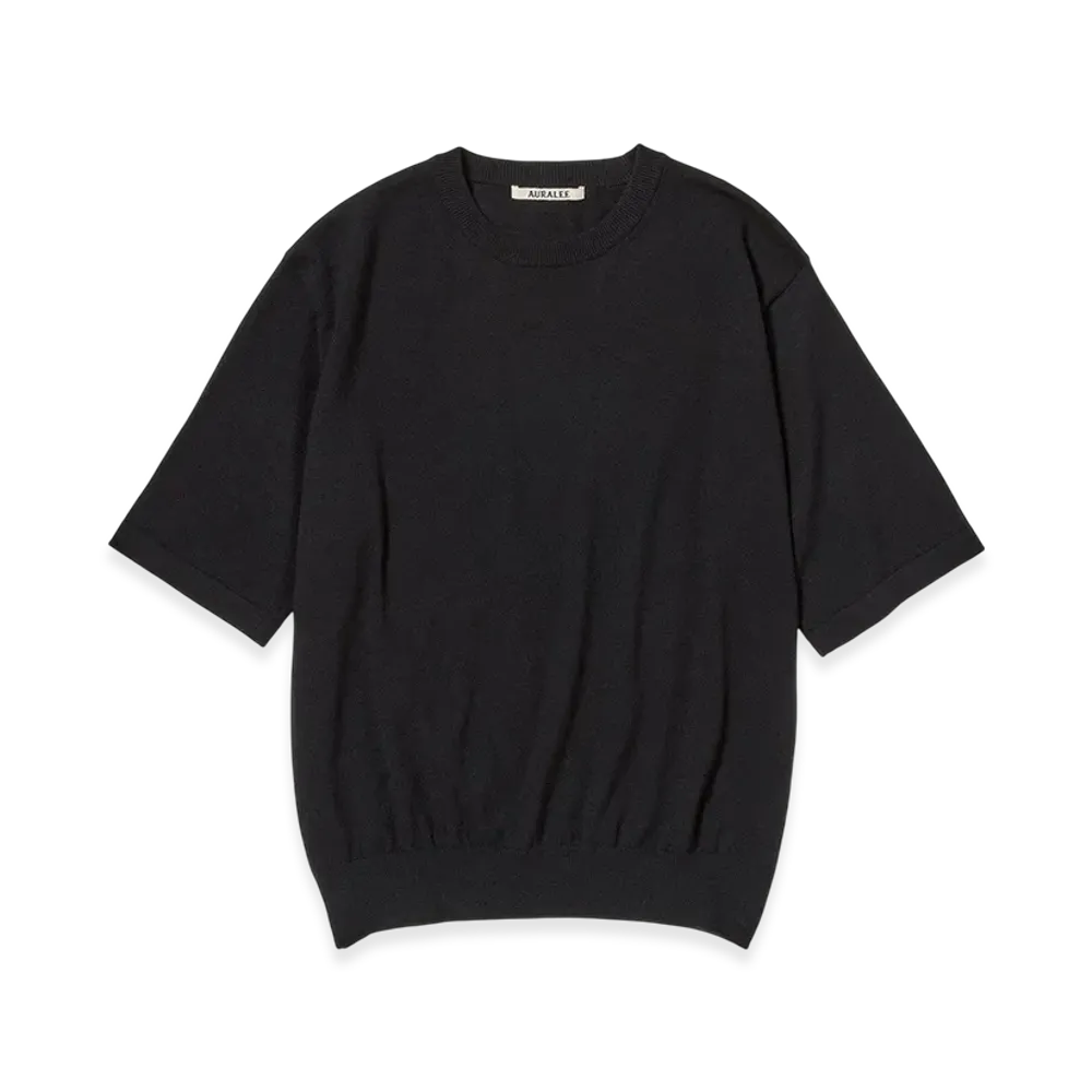 AURALEE Cashmere Hard Twist Knit Tee "Black"
