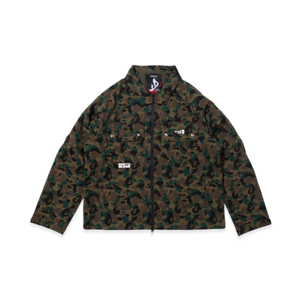 A BATHING APE BY KAZUKI KURAISHI Pixelate Camo Detachable Zip Jacket "Green"