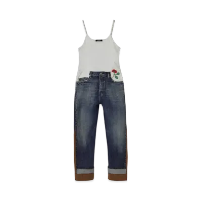 UNDERCOVER Denim Jumpsuit With Satin Camisole "Light Blue Indigo"