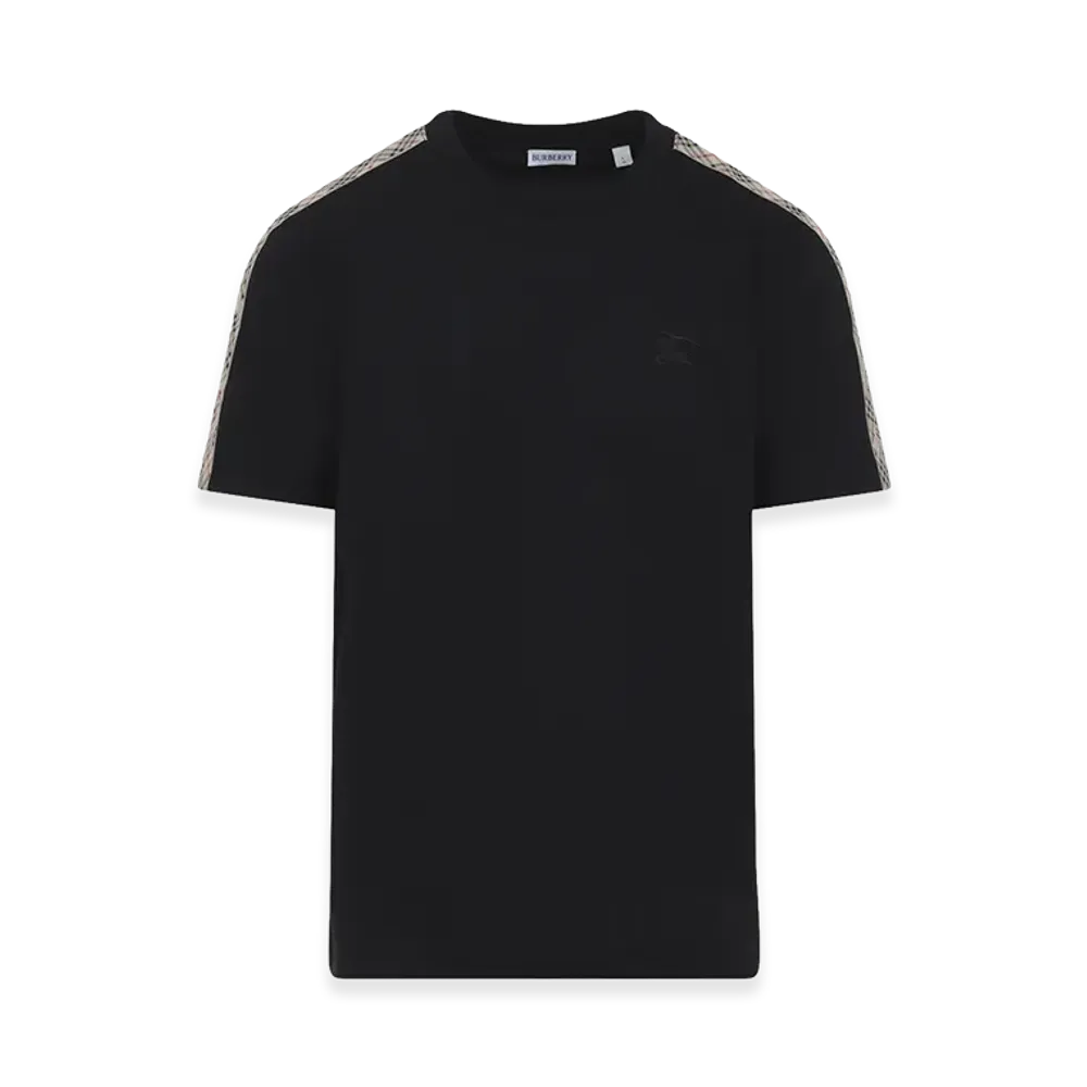 Burberry Check Trim Cotton T-Shirt "Black"