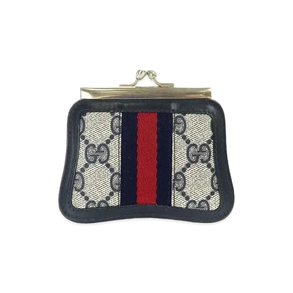 GUCCI GG Sherry Line Coin Case "Navy"