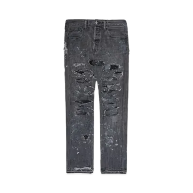 INNOCENCE NYC DESTROY LEATHER DENIM PANTS 33inch "Lt Denim"