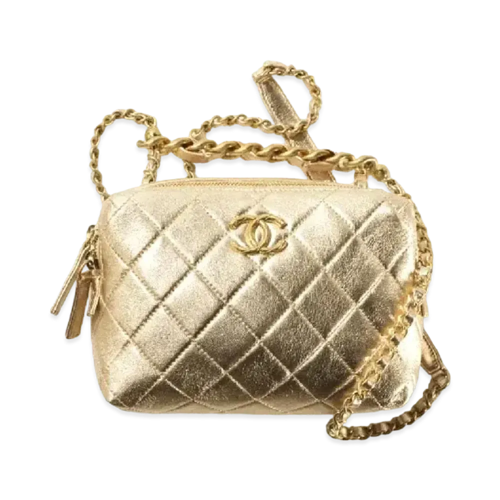 CHANEL Mini Bowling Bag Metallic Lambskin "Gold"