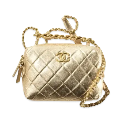 CHANEL Mini Bowling Bag Metallic Lambskin "Gold"