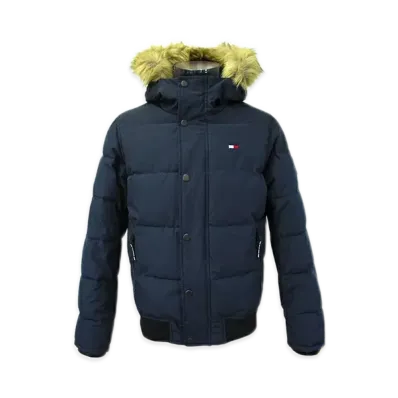 TOMMY HILFIGER Hooded Fur Padded Puff Jacket "Navy"