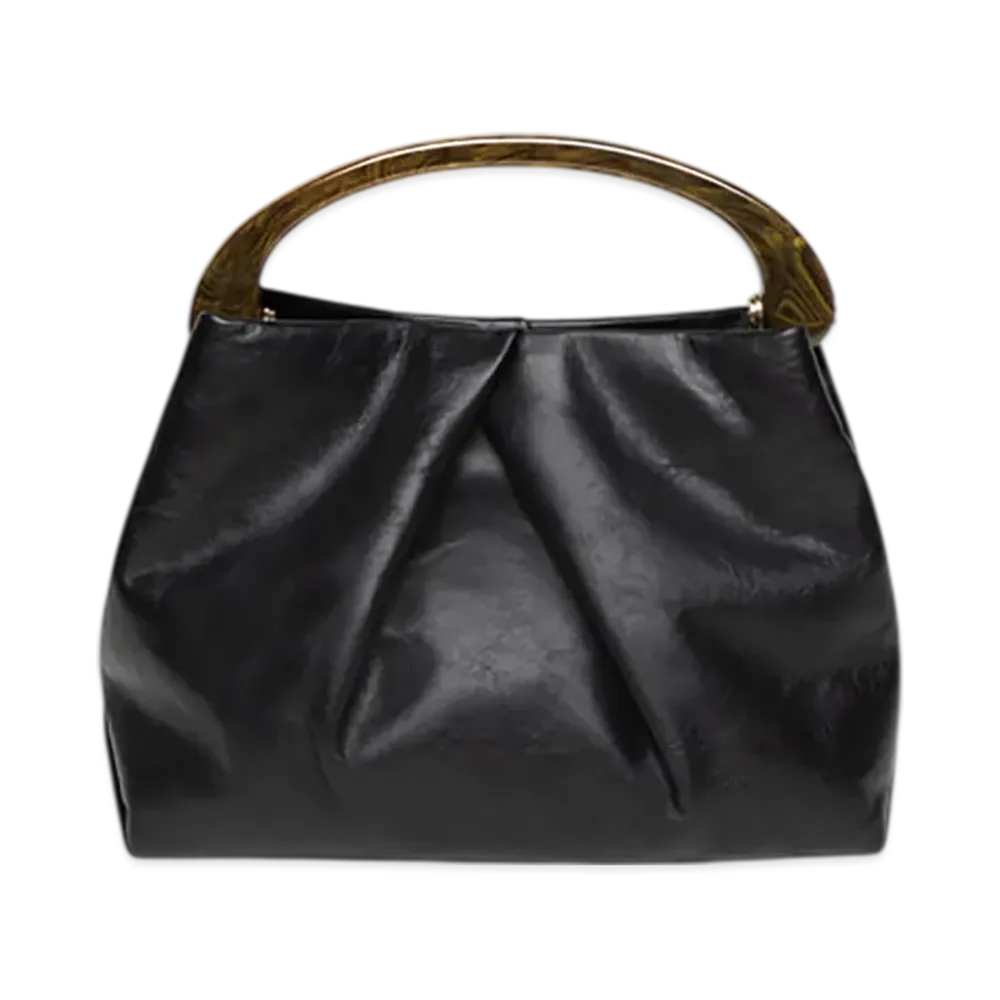 DRIES VAN NOTEN Women's Small Pleated Leather Bag "Black"
