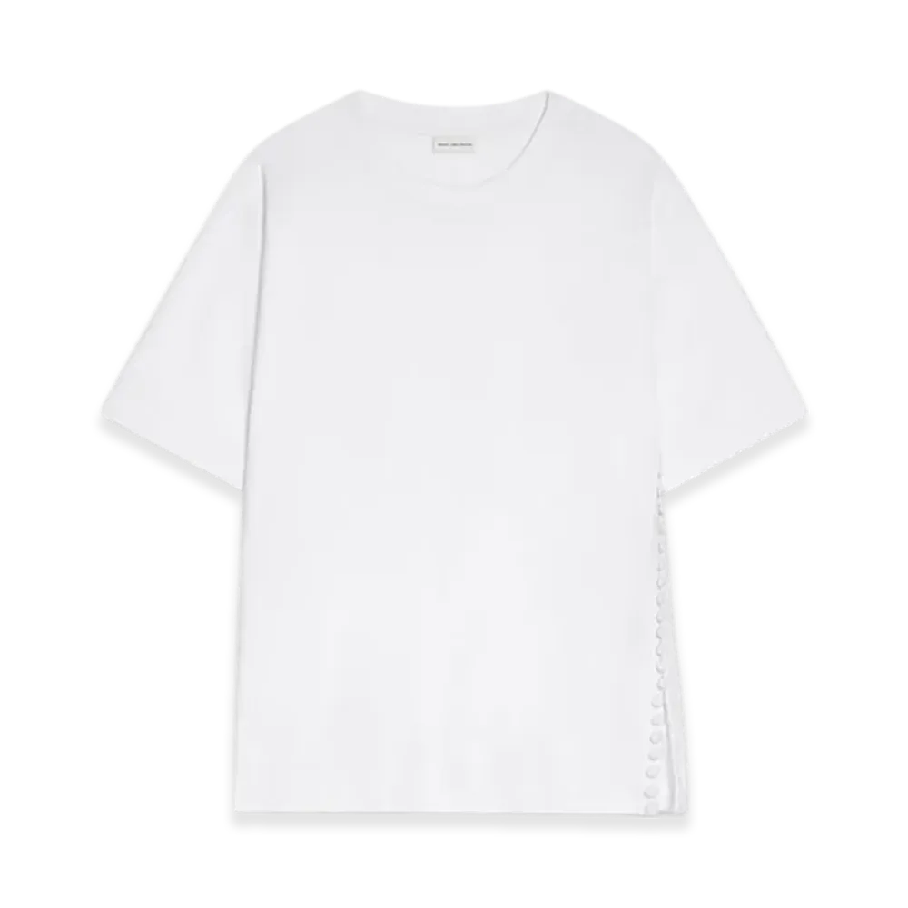 DRIES VAN NOTEN Women's Buttoned Cotton Tee "White"