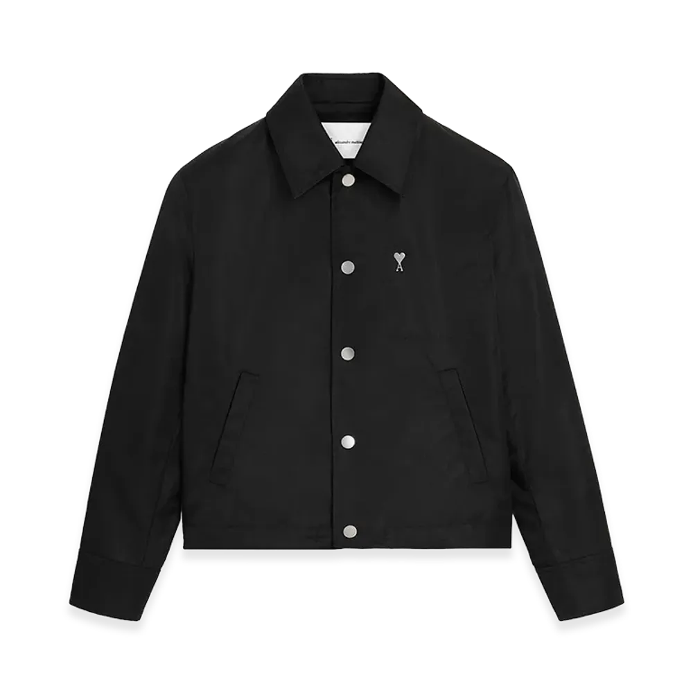 AMI PARIS Nylon Ami De Coeur Stud Buttoned Jacket "Black"