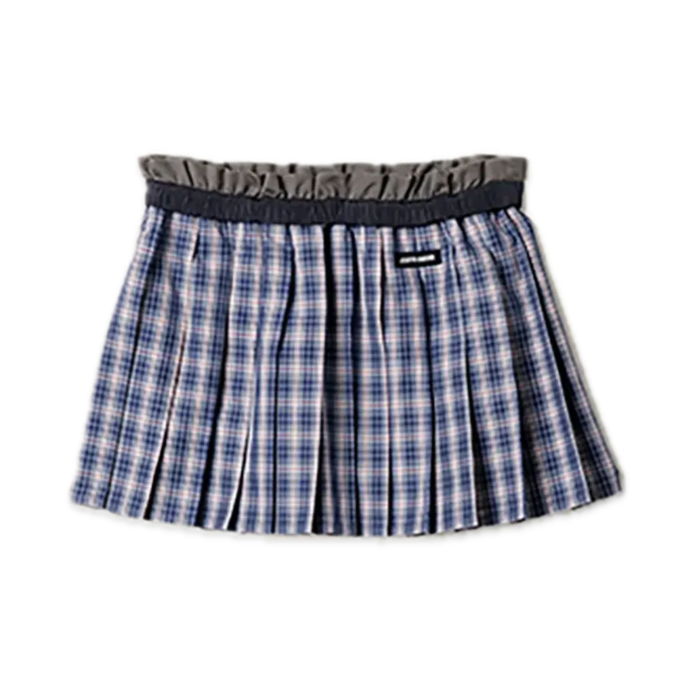 MIU MIU Pleated Check Miniskirt "Blue/Red"