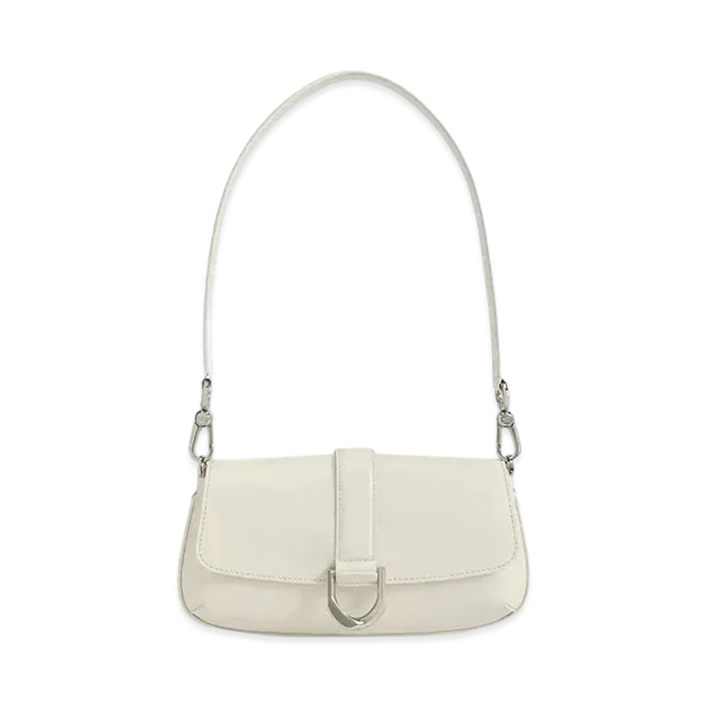 CHARLES & KEITH Gavine Leather Irongate Shoulder Bag "White"