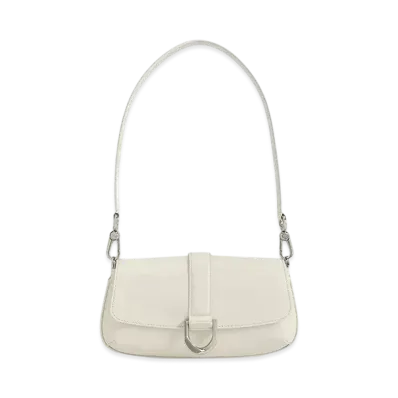CHARLES & KEITH Gavine Leather Irongate Shoulder Bag "White"