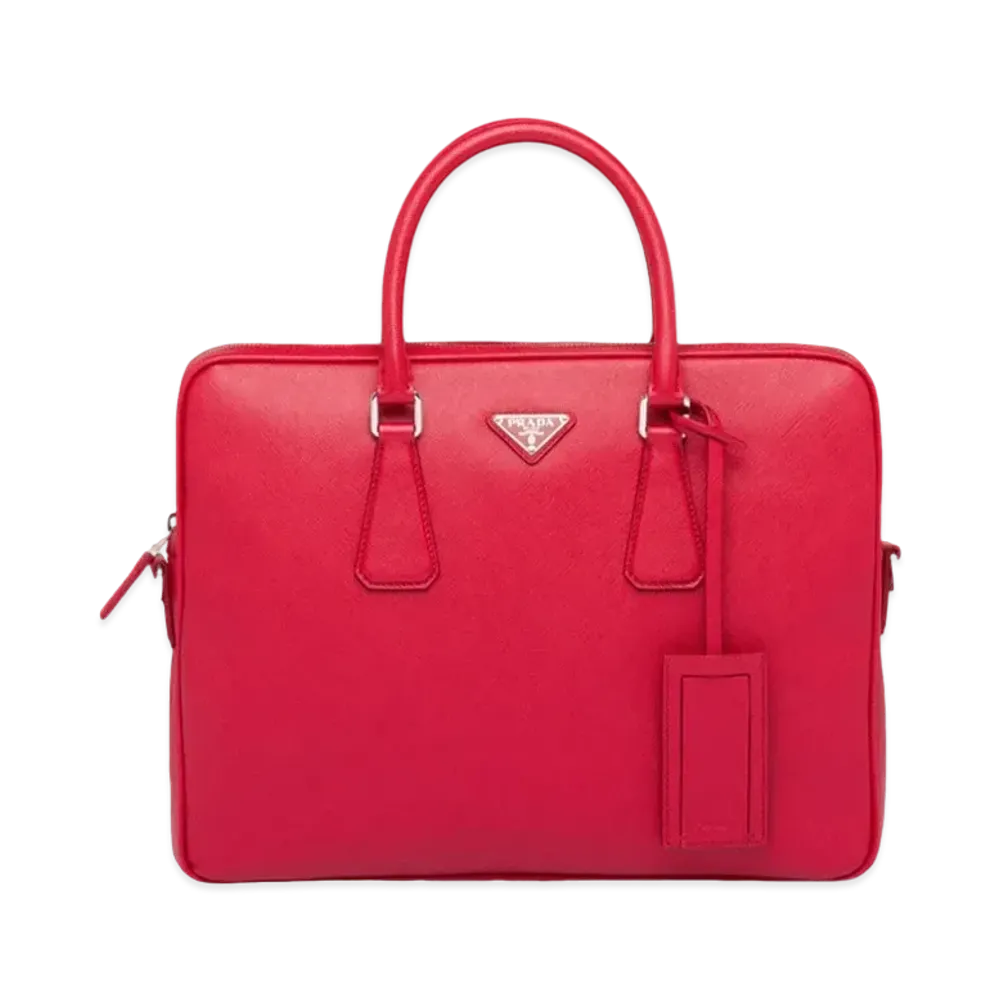 PRADA Saffiano Leather Tote Bag "Red"