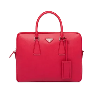 PRADA Saffiano Leather Tote Bag "Red"