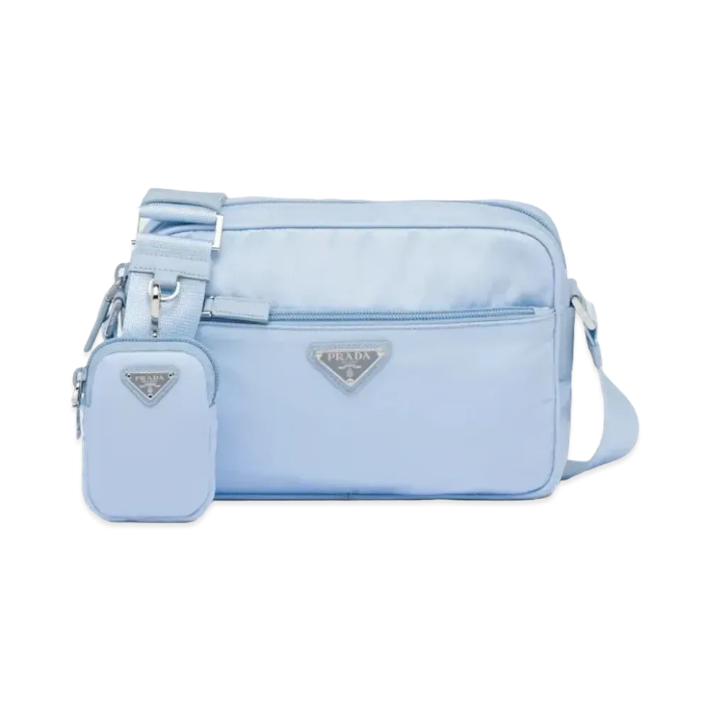 PRADA Re Nylon Rectangle Shoulder Bag "Celeste"