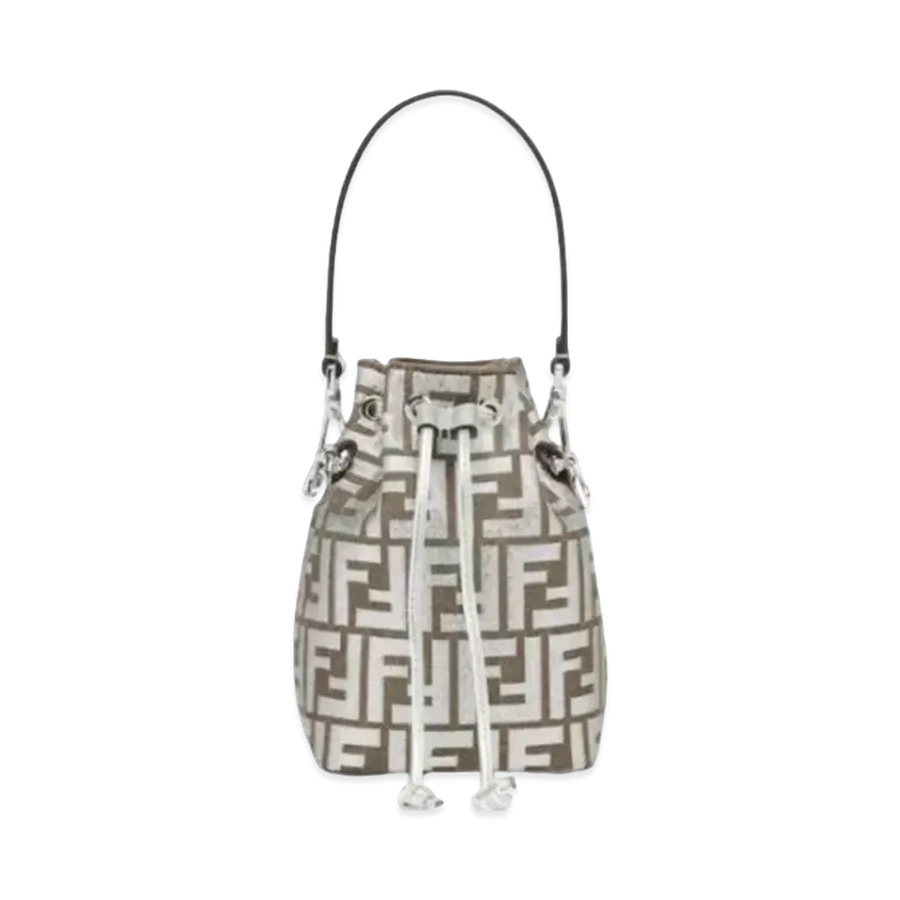 FENDI Mon Tresor Laminated FF Jacquard Fabric Mini Bag "Silver"