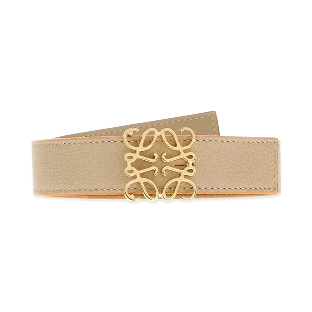 LOEWE Women's Leather Reversible Belt "Cappuccino/Beige"