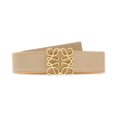 LOEWE Women's Leather Reversible Belt "Cappuccino/Beige"