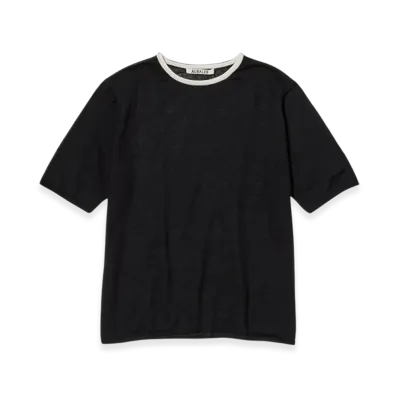 AURALEE Hard Twist High Gauge Wool Silk Knit T-Shirt "Black"